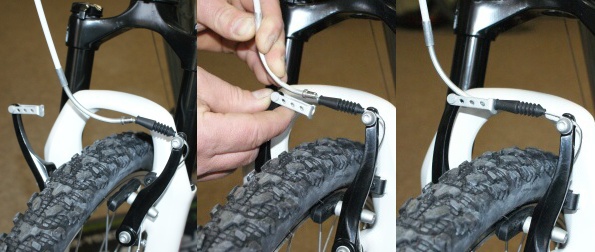 Vloženie predného kolesa s V-brake brzdou.
