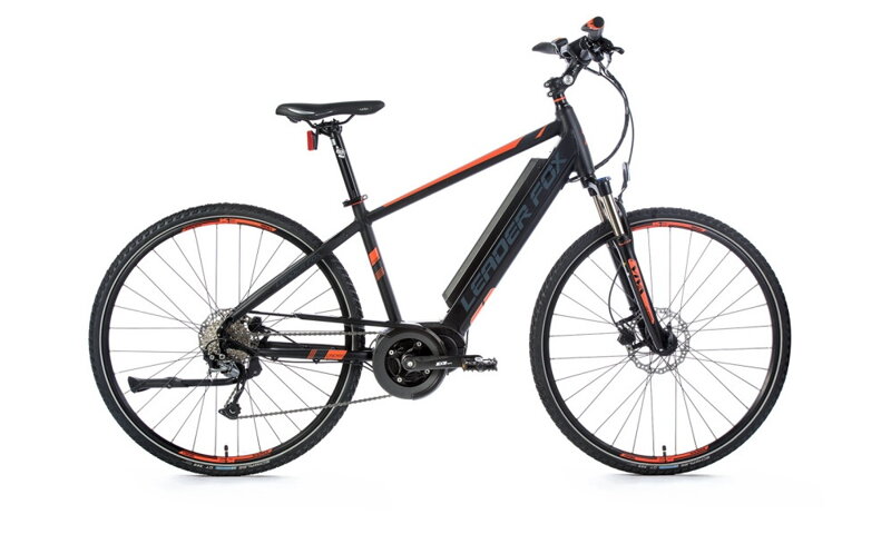 Elektro bicykel Leader Fox Bend čierny-oranžový 2018